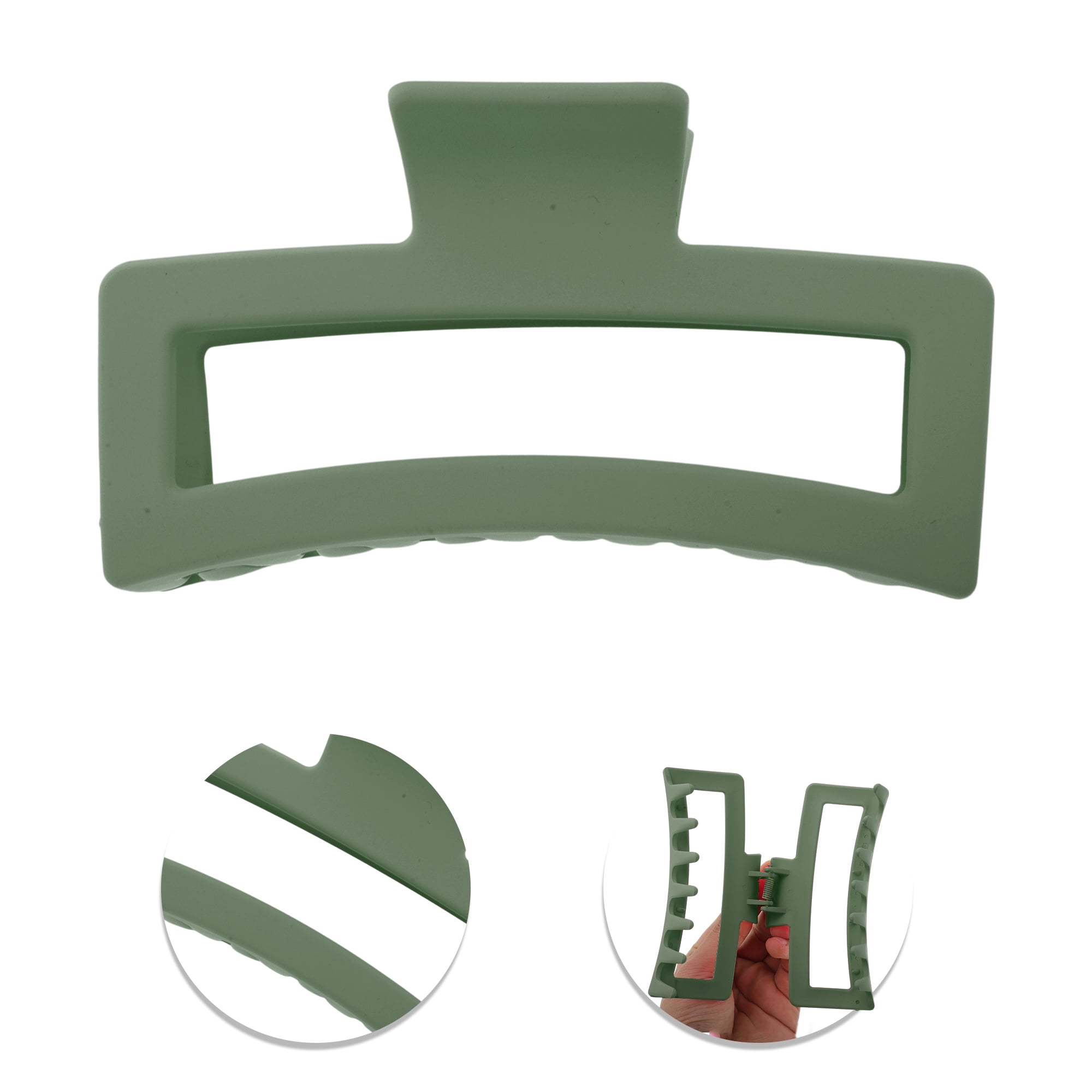 Unique Bargains Rectangle Frosted Hair Clips Home Decoration and Daily Styling Green