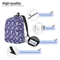 thumbnail image 3 of Disketp Skull Purple Flower print Canvas Backpack Lightweight Travel Daypack Student Rucksack Laptop Backpack-Medium, 3 of 5