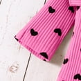 thumbnail image 6 of Splozh Newborn Clothes for Girls, Baby Girls Heart Print Ribbed Bow Romper Pants Headband Set 3 Piece Set,Hot Pink,6-9 Months, 6 of 8