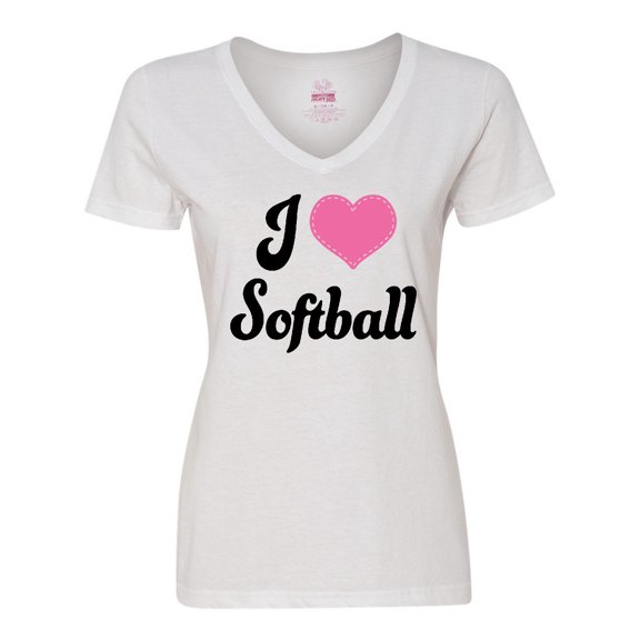 Inktastic I Love Softball Girls Sports Women's V-Neck T-Shirt