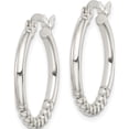 thumbnail image 3 of Sterling Silver Beaded Hoop Earrings (22.8 X 20.5) Made In India qe14172, 3 of 6