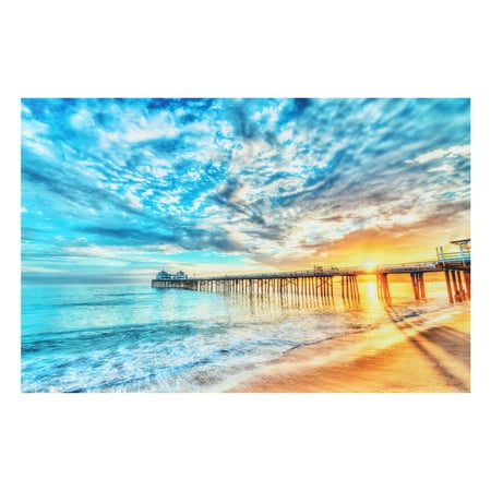 Large Living Room Art Sunset Clouds Around The Pier Art Silk Wall Poster 24x36 inch Large Print Wall Hangings for Living Room ()