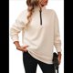 thumbnail image 3 of Sudaderas de Gran Tamaño para Mujer, Suéteres de Otoño, Sudaderas con Capucha de Moda, Jersey con Media Cremallera, Camisas de Larga, Ropa Albaricoque M, 3 of 10