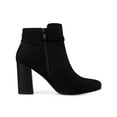 thumbnail image 3 of BLISSFUL STEP Ankle Boots Solid Round Toe Side Zip Buckle Heels Black 7.5, 3 of 7