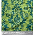 thumbnail image 1 of Soimoi Green Cotton Voile Fabric Vector Design Damask Print Sewing Fabric Yard 42 Inch Wide, 1 of 3