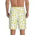 thumbnail image 3 of Kdxio Yellow Lemon Leaves Print Mens Sleep Shorts Bottoms Soft Comfy Pajama Wear Pants with Drawstring Pockets, 3 of 7