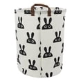 thumbnail image 2 of Howarmer Large Canvas Laundry Hamper, Baby Laundry Basket for Nursery Girl and Boy, Kids Clothes Hamper with Lid, Cute Kids Toys Storage Bin Organizer Animal Room Decor, Black Rabbit, 2 of 8