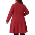 thumbnail image 4 of DARING DIVA Women's Plus Size Notch Lapel Double Breasted A Line Coat 4X Burgundy, 4 of 6