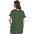 thumbnail image 2 of Women's V Neck T Shirts Casual Rolled Short Sleeve Side Split Summer Tops Loose Fit, 2 of 6