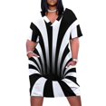 thumbnail image 1 of Vestido holgado con bolsillos y diseño de líneas ópticas y negras (negro/blanco) Ropa de mujer Vestidos largos, 1 of 6