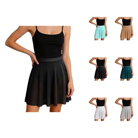 Ballet Dance Skirt for Women Semi See through Mesh A Line Short Tutu Skirts Classical Ballet Skirt
