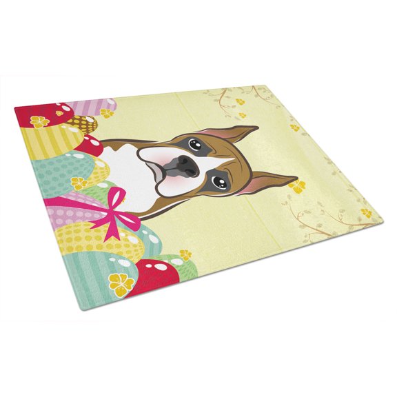 Caroline's Treasures Boxer Easter Egg Hunt Glass Cutting Board Large