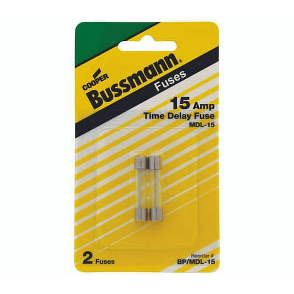 Cooper Bussmann BP/MDL-15 Electronic Time Delay Glass Tube Fuses MDL 15 Amp 2 Pack