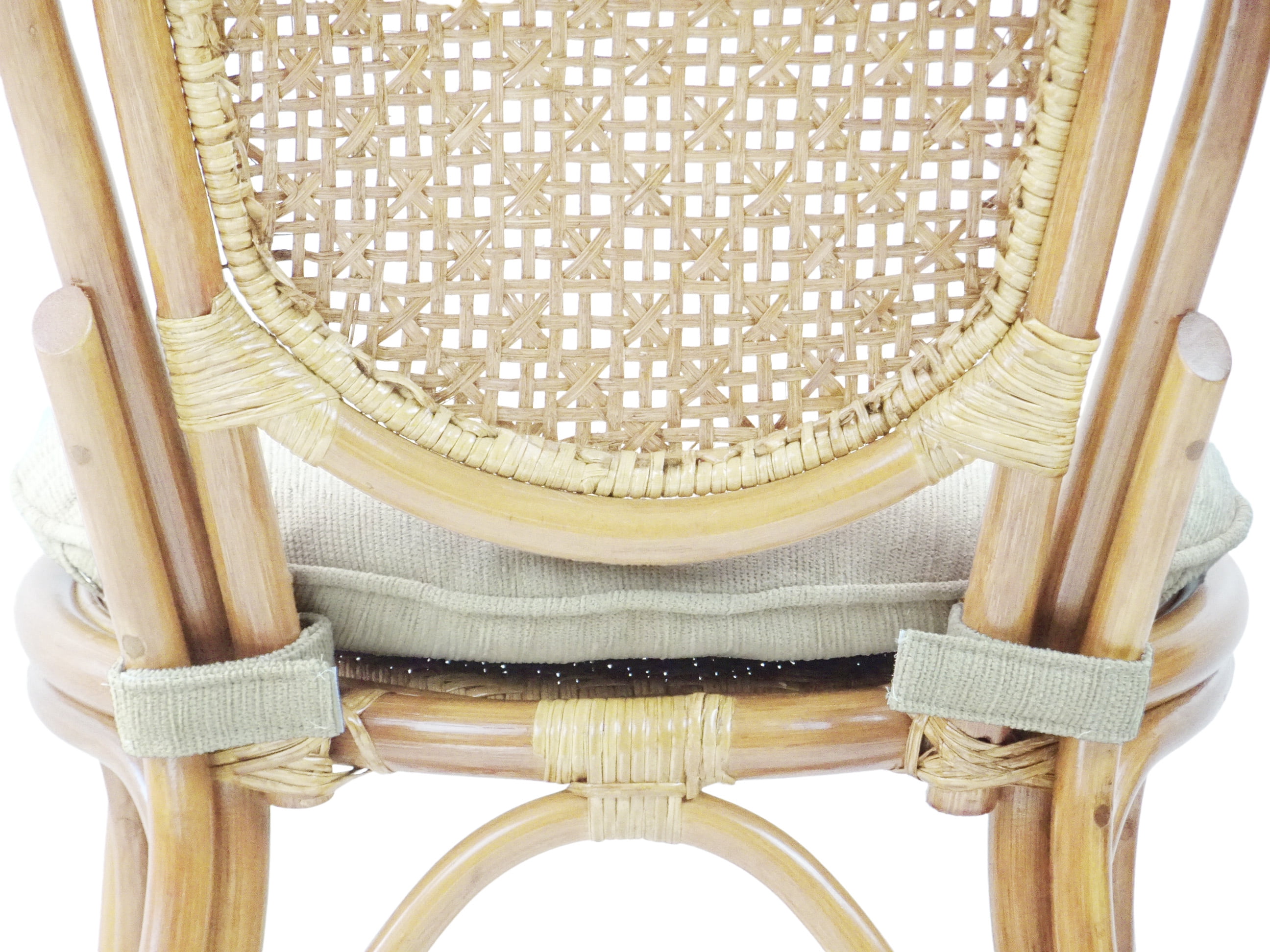 Set of 4 Denver Dining Handmade Wicker Side Chairs with Cream Cushions Natural Rattan, Natural Color