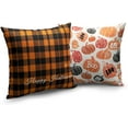 thumbnail image 2 of Happy Halloween Pillow Covers 18x18 Set of 2 Pumpkin Boo Orange Black Plaid Outdoor Throw Pillows Case Fall Holiday Cushion Covers for Farmhouse Sofa Couch Bed Decor, 2 of 6