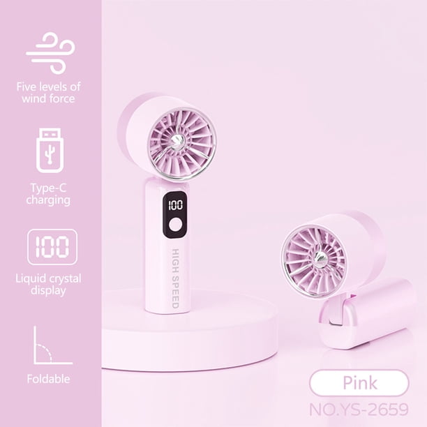 High Speed Handheld Fan With Digital Display USB Rechargeable Portable Mini Fan Quiet Fan For Student Office Travel Outdoor Use