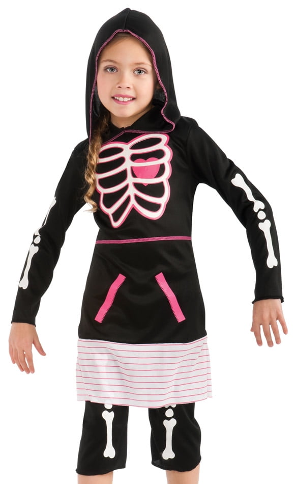 Rubies Girls Cute Goth Punk Skeleton Kids Halloween Costume - Walmart.com
