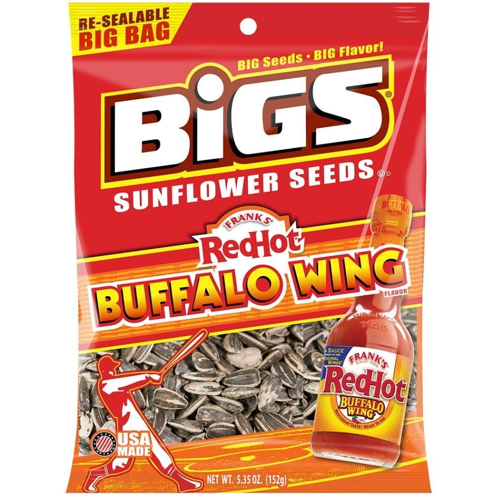 12 PACKS Bigs Frank's Hot Buffalo Wing Sunflower Seed, 5.35Ounce