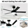 thumbnail image 6 of Vaczon 48" Modern Black Smart Ceiling Fan with Light and Remote for Dining Room and Kitchen, 6 of 13