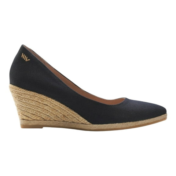 Roses Canvas U Cut Espadrille Wedges - Black / 9