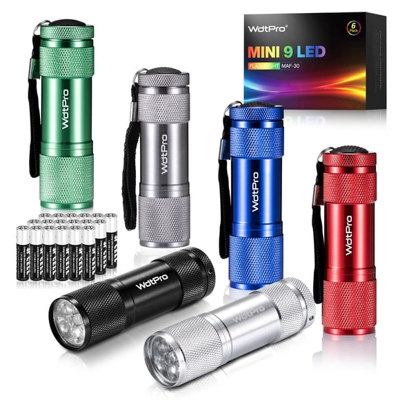 Linterna WDTPro LED Mini Super Bright de 9 LED (paquete de 6)