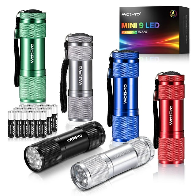 Linterna WDTPro LED Mini Super Bright de 9 LED (paquete de 6)