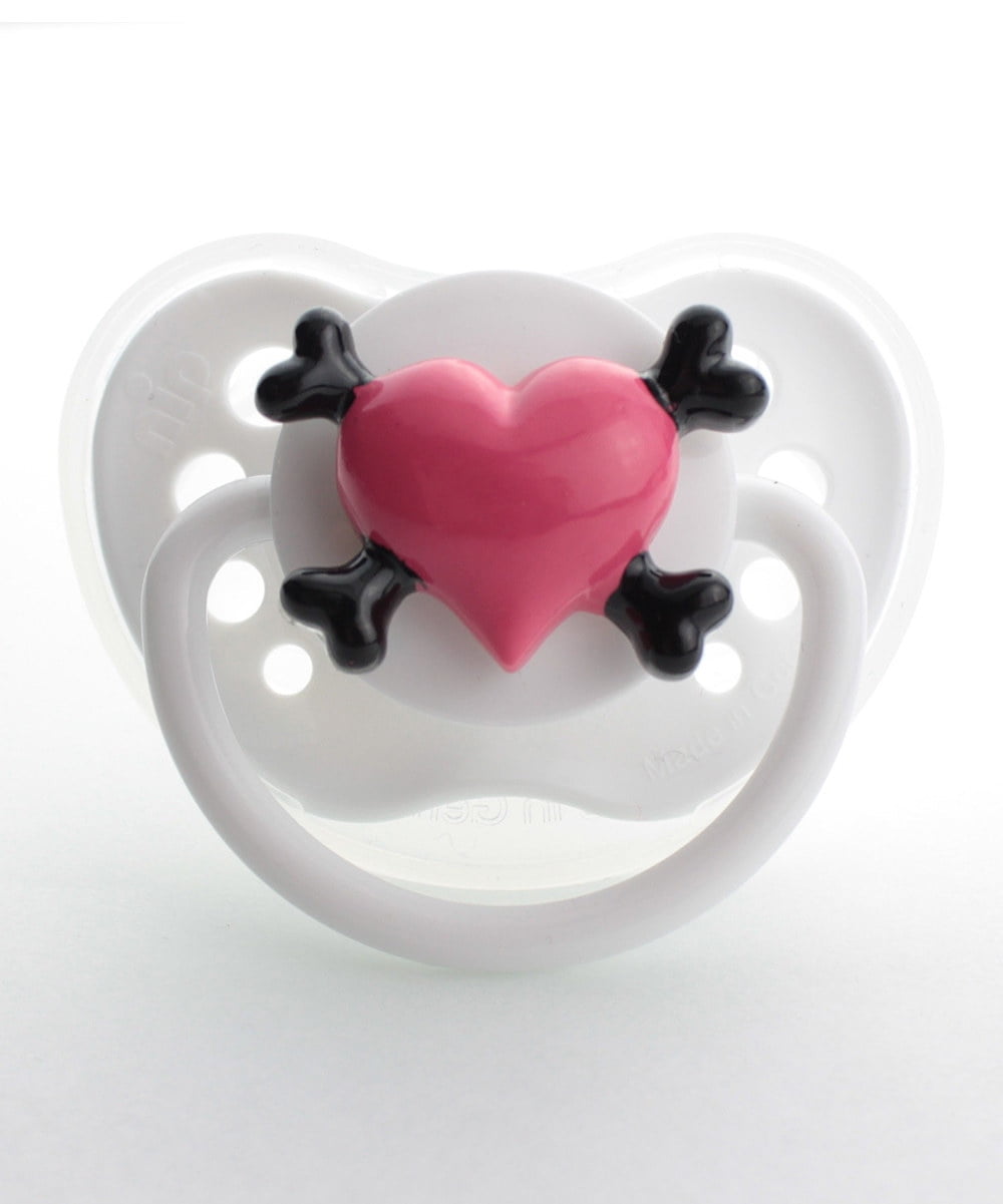 White & Pink Crossbone Pacifier