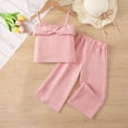 thumbnail image 4 of Umfun Toddler Girls 2 Piece Outfits, Bow Detail Spaghetti Strap Top + Wide Leg Pants Set, Cute Casual Wear, 4 of 8