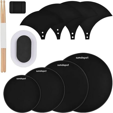 Drum Mute Pads 11 Pieces With Cymbal Pad and Hi hats Set Pad, Foam Drum Silencer Pads, Fits 10”, 12”, 14”, 16"
