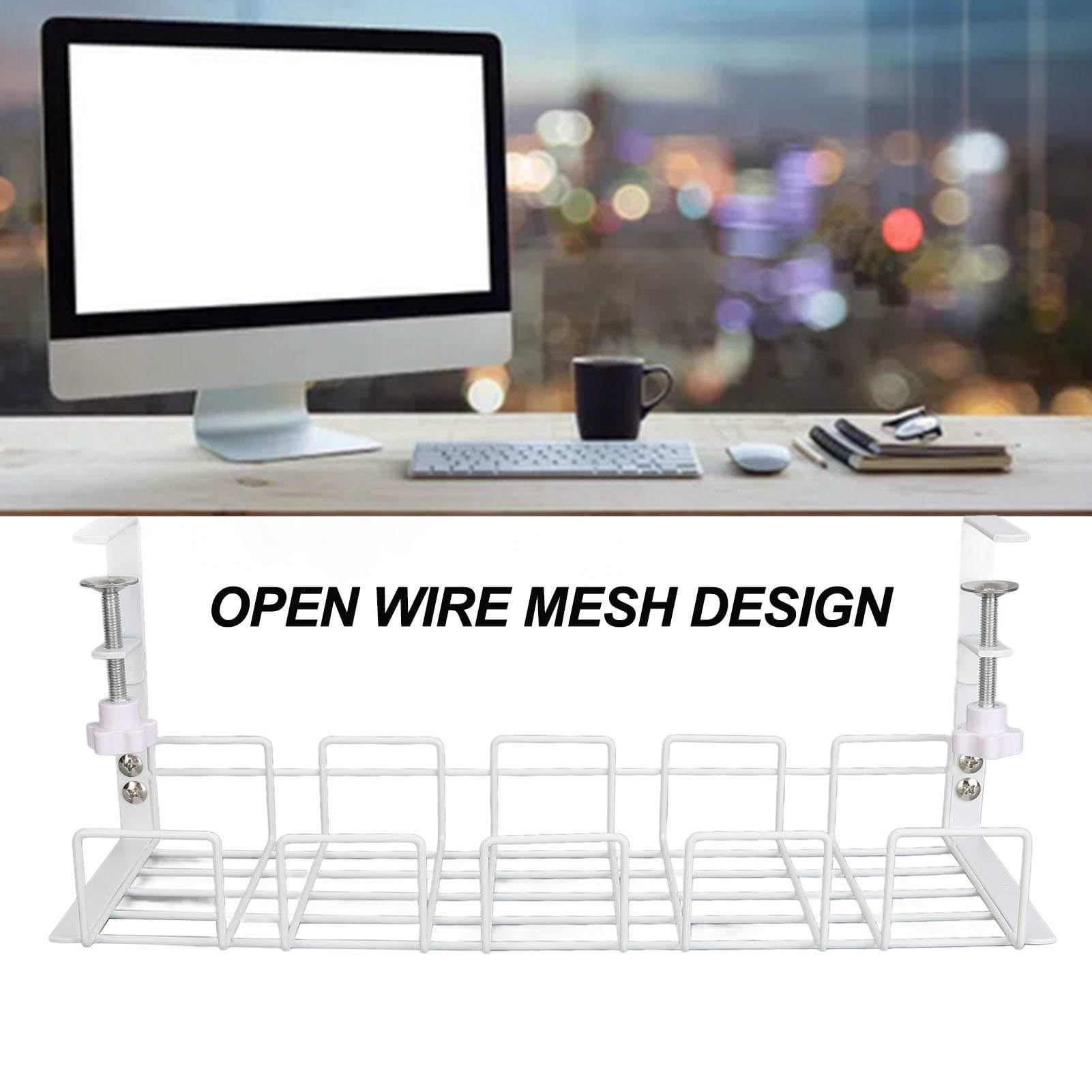 BIMZUC Under Desk Cable Tray 40.5cm Steel Wire Management Organizer – Strong Load Bearing, Easy Install, Safe & Space‑Saving for Office & Home