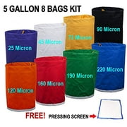 E-ONSale Herbal Ice Bubble Hash Bag Essense Extractor Kit, 5-Gallon, 8 Bag (5 Gallon 8 Bags with 1 Pressing Screen)