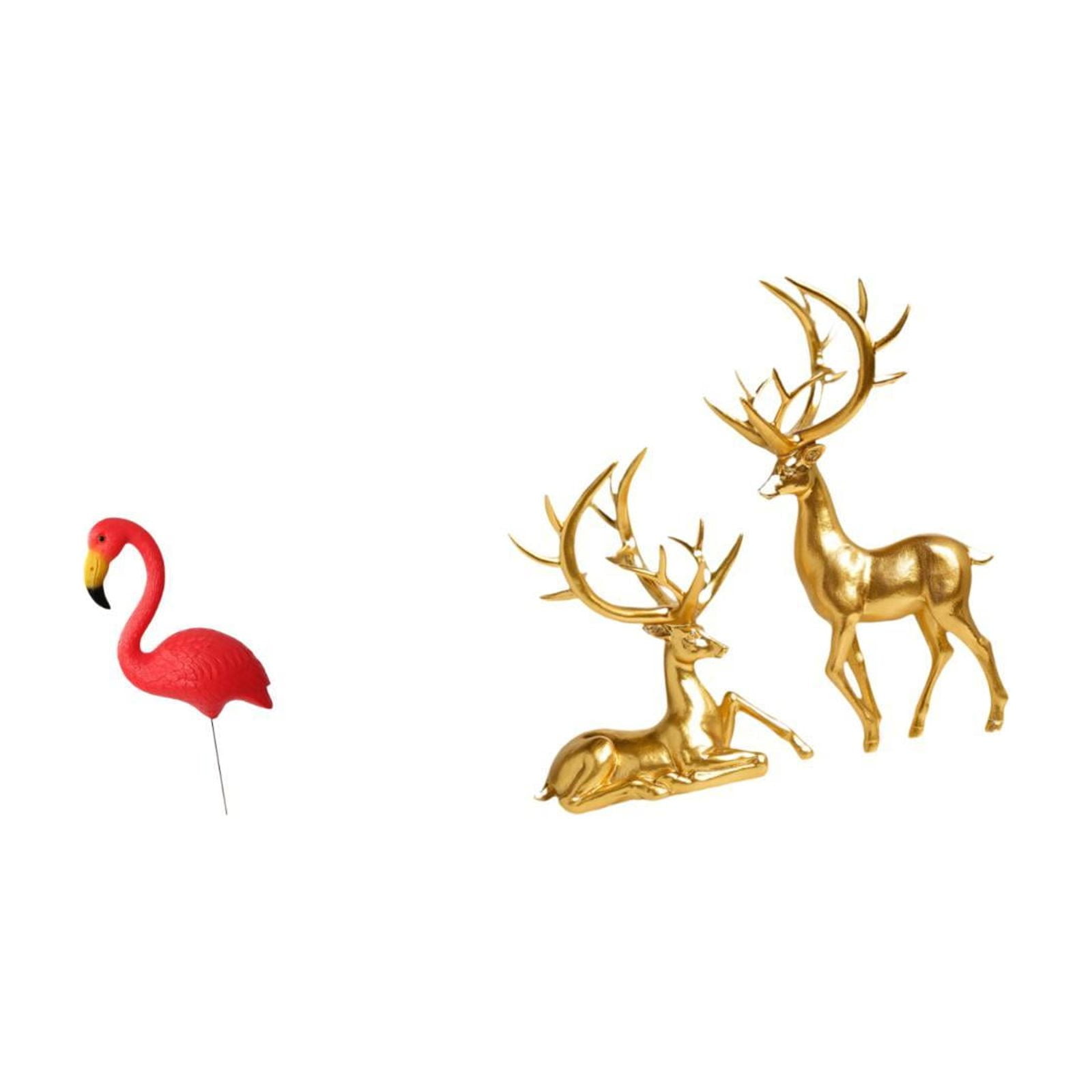 simhoa Bird Statue Figurine Yard Art Ornament Backyard Fairy Garden Accessories Flamingo Garden Stake Sculpture for Holiday Spring Couple Deer Statues Decorative Sculptures Collection Resin