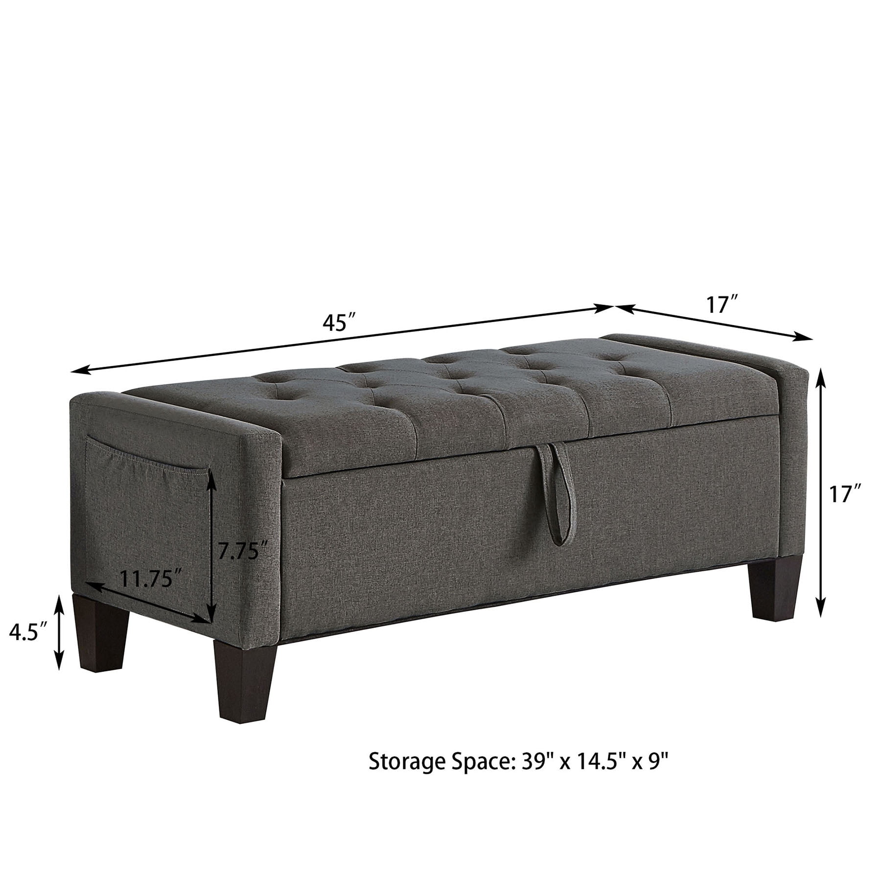 CQSXDA Upholstered Ottoman Bench in Linen with Storage and Safety Hinge for Entryway Seating and Organization