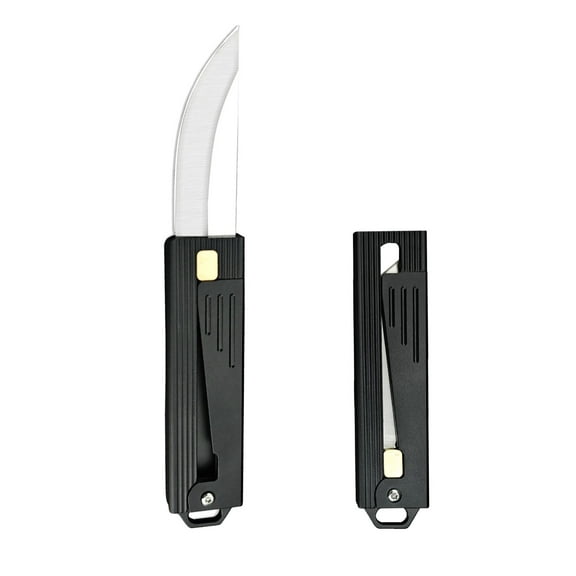 Small Pocket Knife with 440C Steel Blade, Box Cutter with Unique Design for Everyday Carry, Black