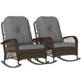thumbnail image 1 of Outsunny 2 Pcs Rattan Rocking Chair with Soft Cushion for Garden, Grey, 1 of 10