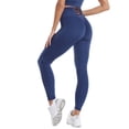 thumbnail image 4 of QAFOPEH Women High Waisted Back Cross Strappy Butt Lifting Solid Color Legging, 4 of 7