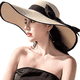 thumbnail image 3 of Sombrero de paja con lazo grande para mujer, gorra de playa grande, plegable, enrollable, con protección UV para el sol, para verano, 3 of 5