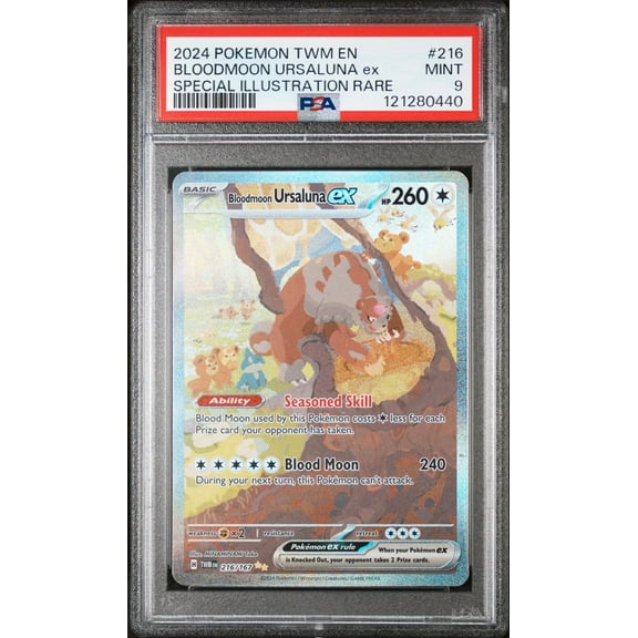 2024 Pokemon TWM EN #216 Bloodmoon Ursaluna ex Special Illustration Rare PSA 9