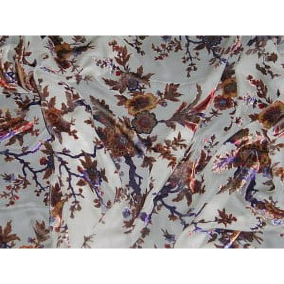 Decorative Silk Inc. 100% SILK VELVET BURNOUT FLOWERS FABRIC 45” WIDE BY THE YARD (SAGE - AA26)