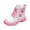 Pink, variant on Little Girl Boots Girls Combat Boots Side Zipper Lace Up Dress Girls Boots for Toddler/Little Kid/Big Kid Pink,US 4