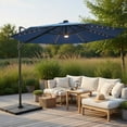 thumbnail image 4 of 10 ft Solar-Powered Cantilever Patio Umbrella with 28 LED Lights, 360° Rotation & 6-Level Tilt,Navy Blue, 4 of 8