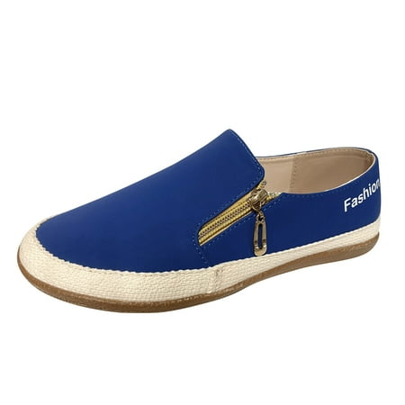 

ASEIDFNSA Womens Sneaker Casual Women Shoes for Work Ladies Fashion Solid Color Round Toe Shallow Mouth Side Zipper Flat Casual Shoes