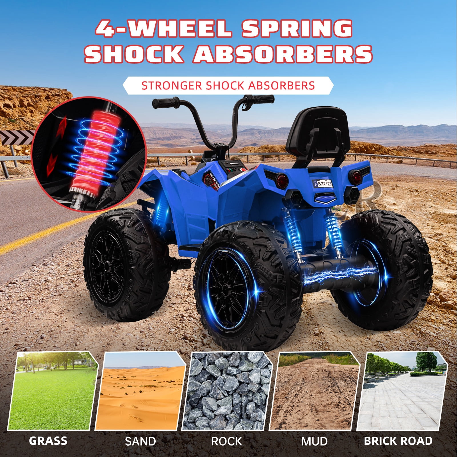Accreate 24V Kids ATV, Two Seater Ride on Car 4WD Quad Electric Vehicle, 4x100W Powerful Engine