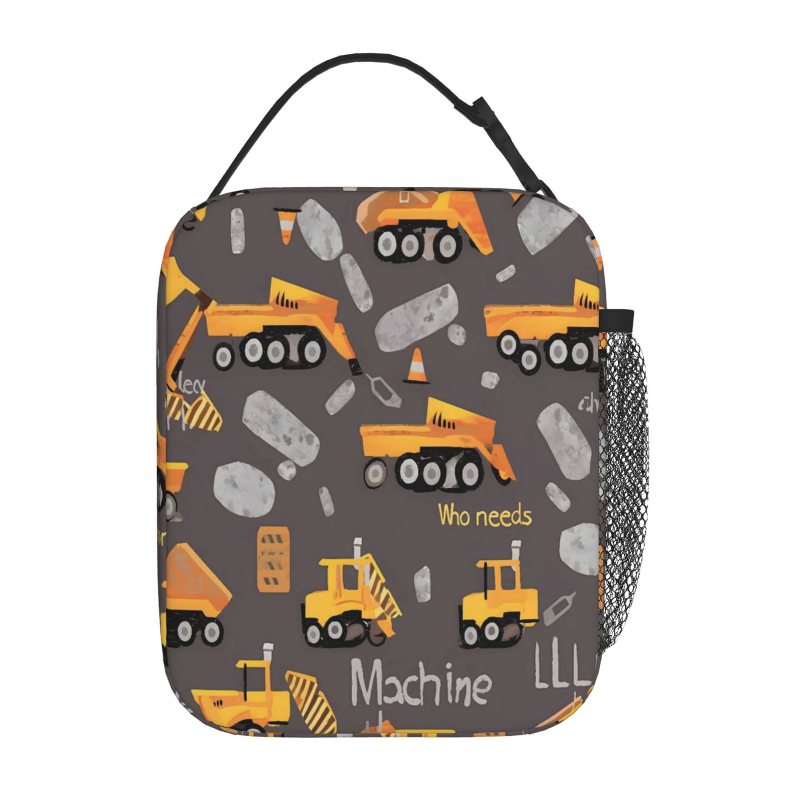 Lunch Bag For Women Men Insulated Portable Lunch Box Bento Box Office Picnic Travel Cooler Bag Engineering Vehicles Cargo Trucks