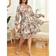 thumbnail image 5 of Vestido, Vestido de talla grande para mujer Vestido de fiesta informal con estampado floral de manga Abody 3X-grande, 5 of 7