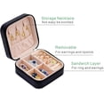 thumbnail image 2 of Small Faux Leather Travel Jewelry Box Organizer Display Storage Case for Rings Earrings Necklace, Black, 2 of 7