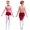 thumbnail image 5 of YiZYiF Girls Sparkly Figure Skating Dress Mesh Skirt Ballet Leotard Lyrical Dance Clothes Burgundy 14, 5 of 6
