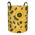 thumbnail image 2 of Daiia Bees and Sunflowers Round Laundry Basket with Handles Thickened Waterproof Circular hamper,Dirty Clothes Storage Basket for Bedroom,Bathroom,College Dorm-Small, 2 of 8