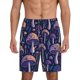 thumbnail image 1 of Balery Floral Hippie Mushrooms Pantalones cortos de pijama de punto de algodón para hombre con cinturilla y bolsillos-3X-Large, 1 of 6