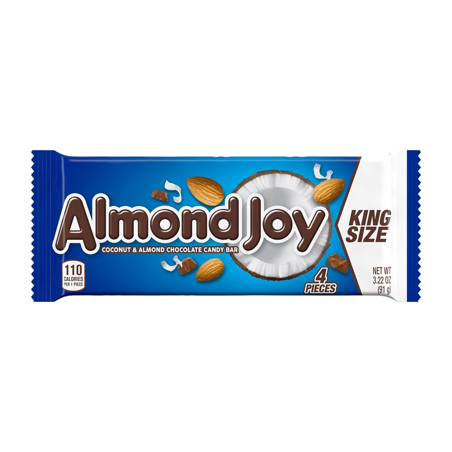 ALMOND JOY, Coconut and Almond Chocolate Candy Bars, Gluten Free, 3.22 oz, King Size Pack (4 Pieces)